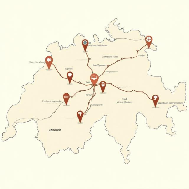 Karte von Zürich, Schweiz
